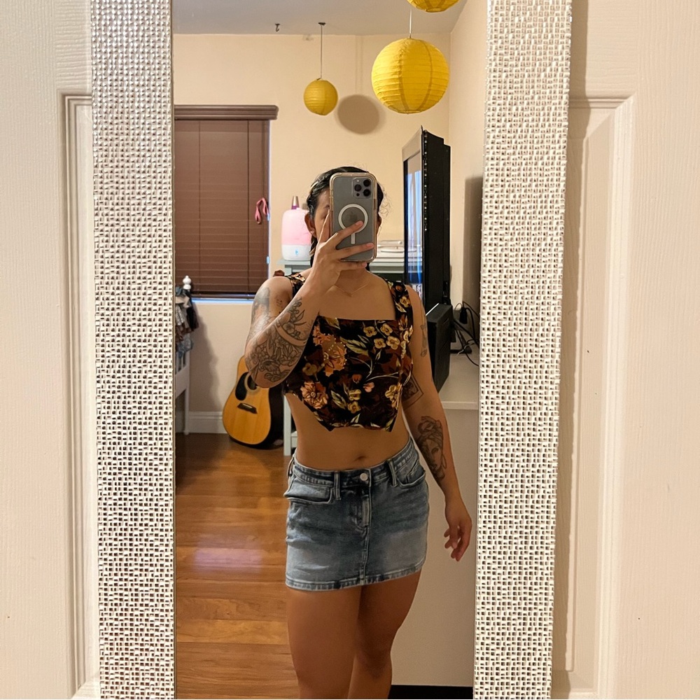Velvet Floral Crop Top